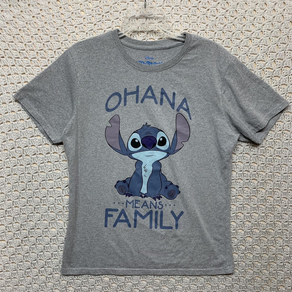 Disney‎ Lilo & Stitch Ohana Means Family Grey T-Shirt Medium